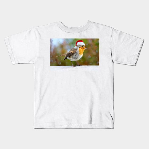 Festive Robin Kids T-Shirt by Jane Braat